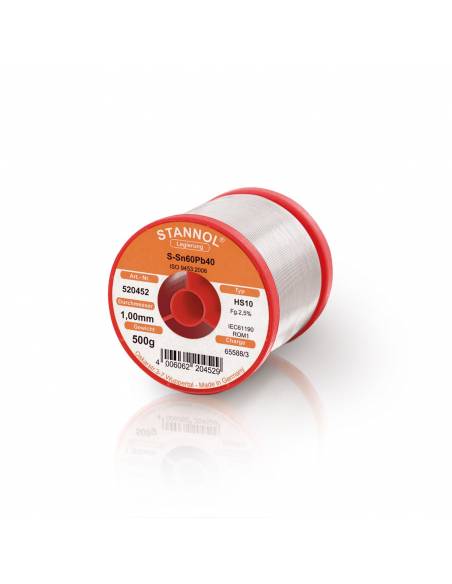 Ref. 520452 - ESTAÑO Sn60Pb40 Con Plomo para Soldadura 1 mm 500 gr