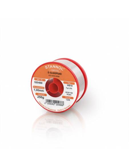 Ref. 520488 - ESTAÑO Sn60Pb40 Con Plomo para Soldadura 1 mm 250 gr