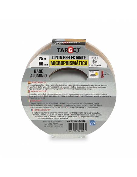 Cinta REFLECTANTE HOMOLOGADA 104R V23 AMARILLA 25M X 50mm BASE ALUMINIO