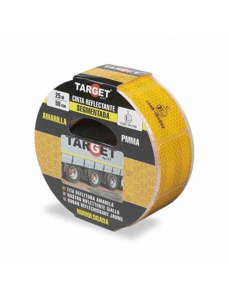 Cinta REFLECTANTE HOMOLOGADA 104R V23 AMARILLA 25M X 50mm SEGMENTADA