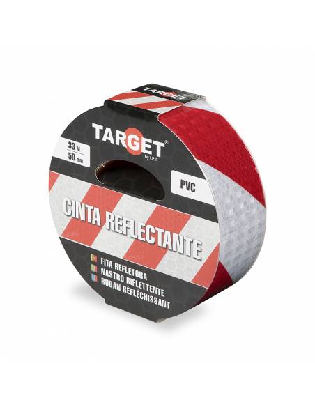 Cinta REFLECTANTE ROJA y BLANCA 33M X 50mm