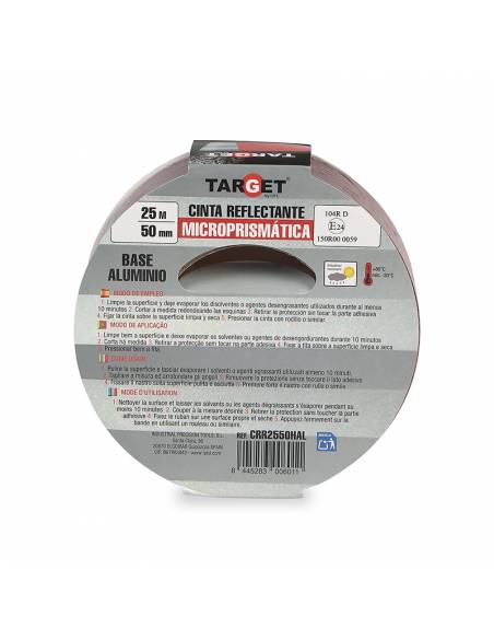 Cinta REFLECTANTE HOMOLOGADA 104R V23 ROJA 25M X 50mm BASE ALUMINIO