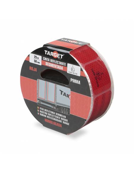 Cinta REFLECTANTE HOMOLOGADA 104R V23 ROJA 25 M X 50 mm SEGMENTADA