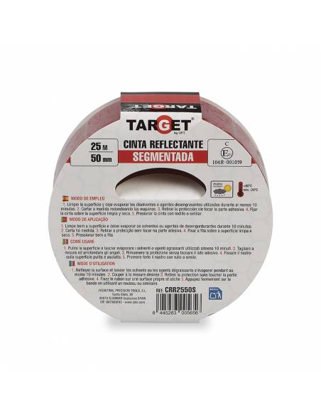 Cinta REFLECTANTE HOMOLOGADA 104R V23 ROJA 25 M X 50 mm SEGMENTADA