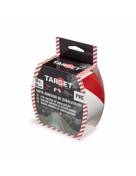 CINTA de SEÑALIZACION ADHESIVA 33 M X 50 mm ROJA/BLANCA