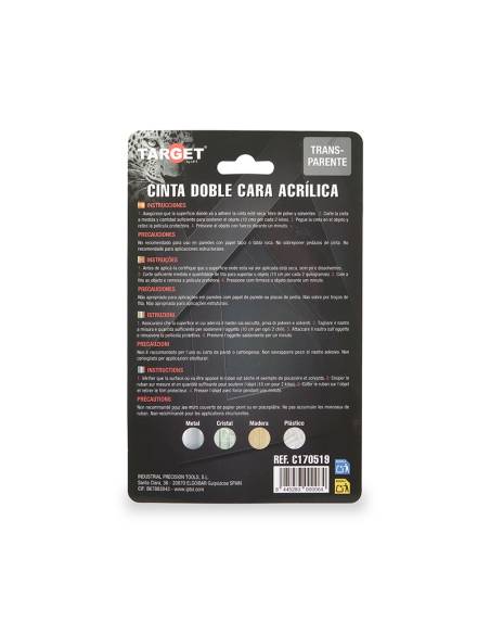 Ref. C170519 - Cinta DOBLE CARA Transparente Acrílica - 5 M x 19 mm