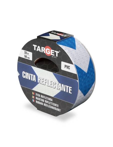 Cinta REFLECTANTE Patrón FLECHAS AZULES Y BLANCAS 33M X 50mm