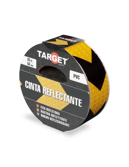 Cinta REFLECTANTE Patrón FLECHAS AMARILLAS Y NEGRAS 33M X 50mm