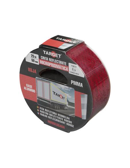 Cinta REFLECTANTE HOMOLOGADA 104R V23 ROJA 25M X 50mm BASE ALUMINIO