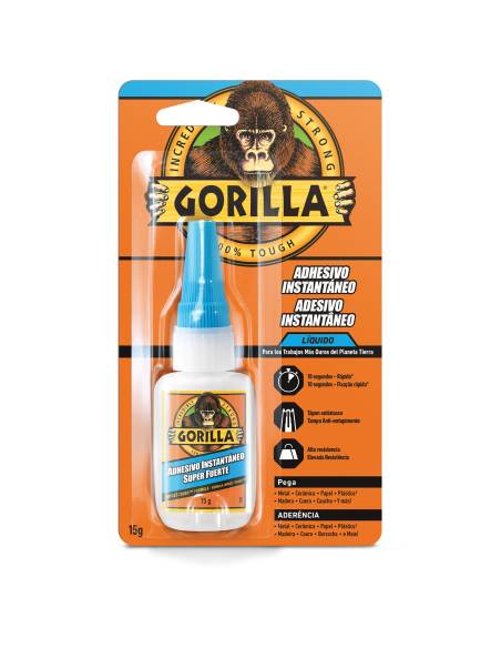 Cianoacrilato GORILLA 15 gr Resistente al Impacto con Partículas de Caucho