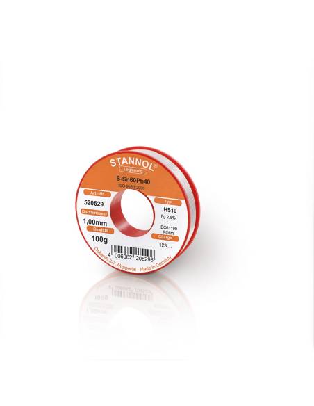 Ref. 520529 - ESTAÑO Sn60Pb40 Con Plomo para Soldadura 1 mm 100 gr